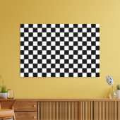 白黒チェッカーボードパターン キャンバスプリント (インサイチュ (リビング))