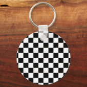 白黒チェッカーボードパターン キーホルダー (正面)