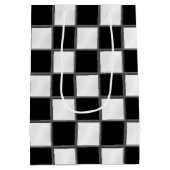 白黒チェッカーボードパターン ミディアムペーパーバッグ (裏面)