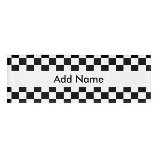 白黒チェッカーボードパターン 名札 (正面)