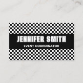 白黒チェッカーボードミニマルはっきりしたリスト 名刺 (正面)