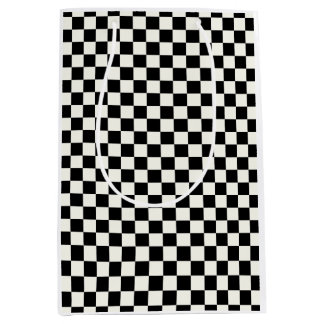白黒チェッカーボードラッピング紙 ミディアムペーパーバッグ