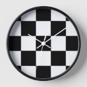 白黒チェッカーボードレトロウォールクロック 壁時計 (正面)