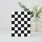 白黒チェッカーボードレトロヒップスター ポストカード (スタンド正面)