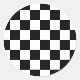 白黒チェッカーボードレトロヒップスター ラウンドシール