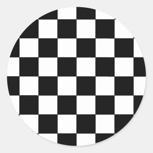 白黒チェッカーボードレトロヒップスター ラウンドシール (正面)