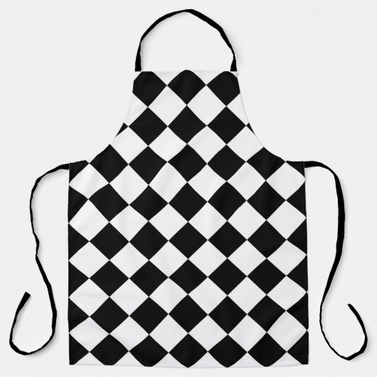 白黒チェッカーボード市松模様にフラグデザイン エプロン (正面)