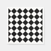 白黒チェッカーボード市松模様にフラグデザイン スタンダードカクテルナプキン (正面)