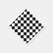 白黒チェッカーボード市松模様にフラグデザイン スタンダードカクテルナプキン (角)