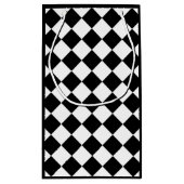 白黒チェッカーボード市松模様にフラグデザイン スモールペーパーバッグ (裏面)