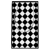 白黒チェッカーボード市松模様にフラグデザイン スモールペーパーバッグ (正面)