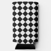 白黒チェッカーボード市松模様にフラグデザイン スリム缶クーラー (裏面)