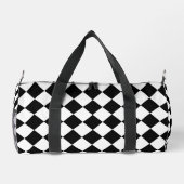 白黒チェッカーボード市松模様にフラグデザイン ダッフルバッグ (裏面)