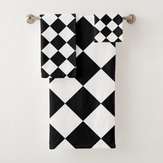 白黒チェッカーボード市松模様にフラグデザイン バスタオルセット (インサイチュ)