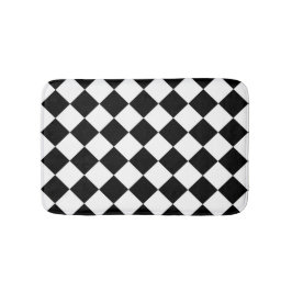 白黒チェッカーボード市松模様にフラグデザイン バスマット