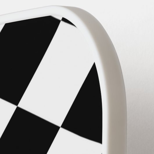 白黒チェッカーボード市松模様にフラグデザイン ピックルボールラケット (左詳細)