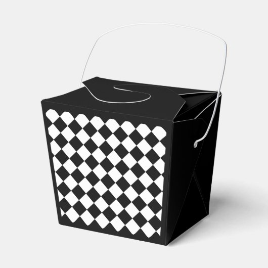 白黒チェッカーボード市松模様にフラグデザイン フェイバーボックス (正面サイド)