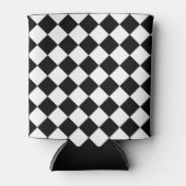 白黒チェッカーボード市松模様にフラグデザイン 缶クーラー (正面)