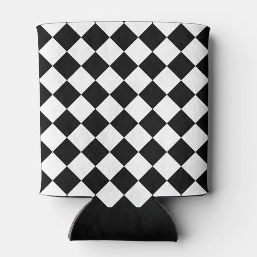 白黒チェッカーボード市松模様にフラグデザイン 缶クーラー (裏面)