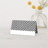 白黒チェッカーボード誕生日 プレイスカード (正面)