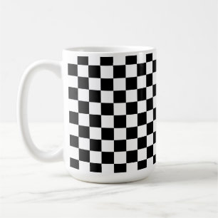 白黒チェッカーボード コーヒーマグカップ