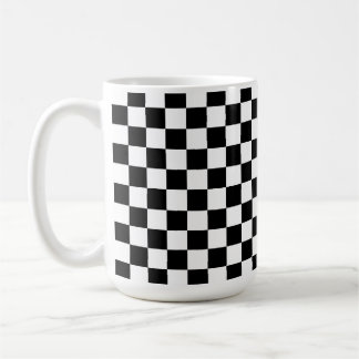 白黒チェッカーボード コーヒーマグカップ
