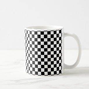 白黒チェッカーボード コーヒーマグカップ