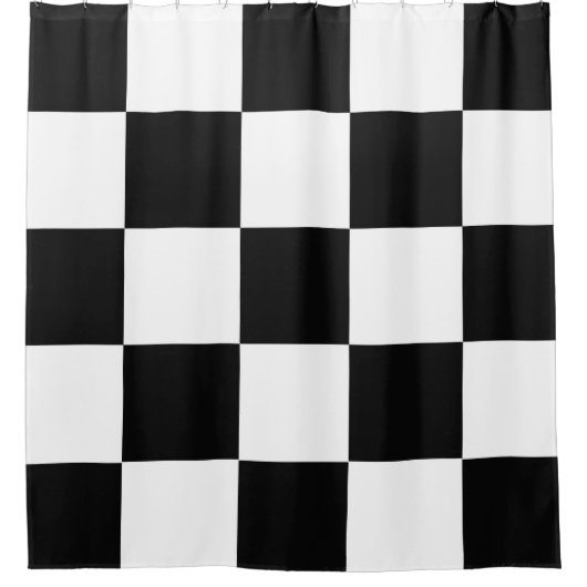 白黒チェッカーボード シャワーカーテン (正面)