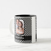 白黒チェッカーボード ツートーンマグカップ (正面左)