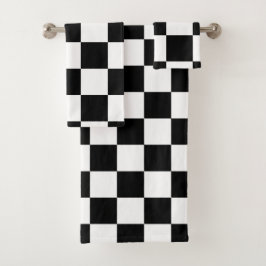 白黒チェッカーボード バスタオルセット