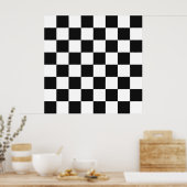 白黒チェッカーボード ポスター (キッチン)