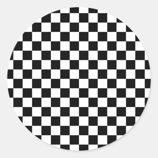 白黒チェッカーボード ラウンドシール (正面)