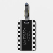 白黒チェッカーボードID148 ラゲッジタグ (裏面縦)