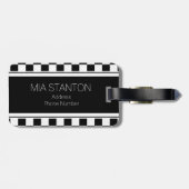 白黒チェッカーボードID148 ラゲッジタグ (裏面横)