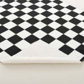 白黒チェッカーボ市松模様にードパターン シェルパブランケット (3/4)