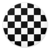 白黒チェッカーボ市松模様にードパターン セラミックノブ (正面)