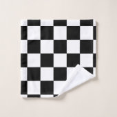 白黒チェッカーボ市松模様にードパターン バスタオルセット (ウォッシュタオル)