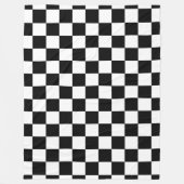 白黒チェッカーボ市松模様にードパターン フリースブランケット (正面)