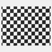 白黒チェッカーボ市松模様にードパターン フリースブランケット (正面(横))