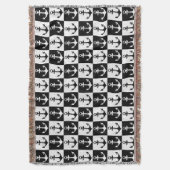 白黒チェックいかりパターンデザイン スローブランケット (正面縦)