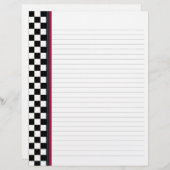 白黒チェックと赤アクセント付きバインダー紙 (正面/裏面)