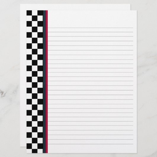 白黒チェックと赤アクセント付きバインダー紙 (正面/裏面)
