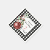 白黒チェックのクリスマスバウツ スタンダードカクテルナプキン (角)
