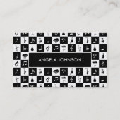 白黒チェックの音楽楽器 名刺 (正面)