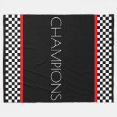 白黒チェックはっきりしたデザイン フリースブランケット (正面(横))