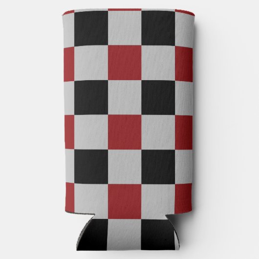 白黒チェッククーラーボックススポーツデザイン スリム缶クーラー (裏面)