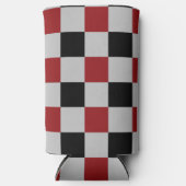 白黒チェッククーラーボックススポーツデザイン スリム缶クーラー (正面)