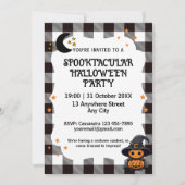 白黒チェックジンガムハロウィーン招待状 招待状 (正面)