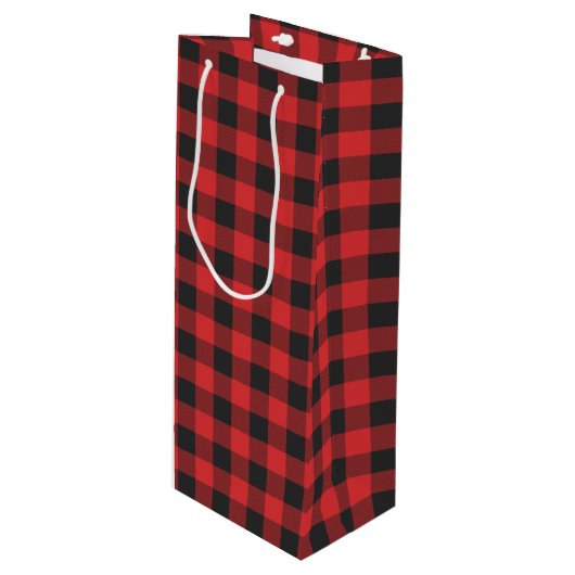白黒チェックバッファローランバージャックプレイド ワインギフトバッグ (正面アングル)