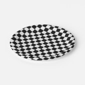 白黒チェックパターン ペーパープレート (アングル)